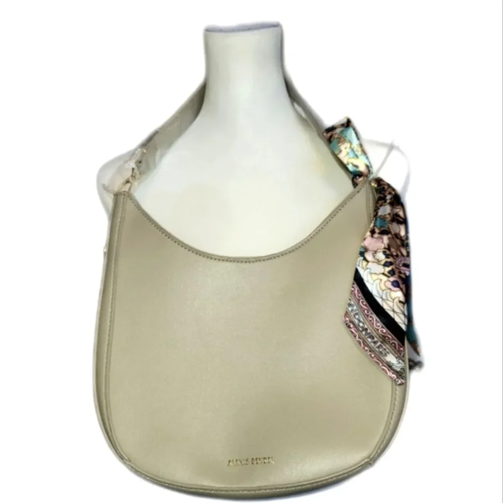 Alexis Bendel Small Hobo Bag With Bonis Scarf, Nude/Taupe, NWT